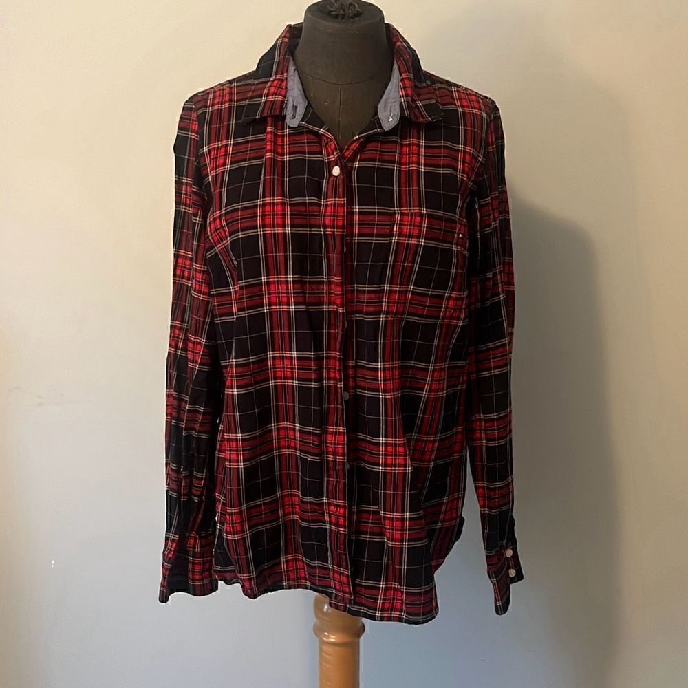 Tommy Hilfiger Women's Multicolor Plaid Long Sleeve Button Up Shirt Medium NWOT